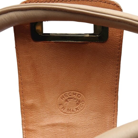 Vintage Mexican Tan Tooled Leather Handbag Purse Mayan Art Bull Retro Top Handle - Picture 7 of 16